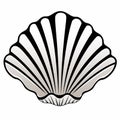 Clean And Simple Black And White Sea Shell Illustration Royalty Free Stock Photo