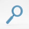 Simple 3D Icon of a Blue Magnifying Glass on a White Background search find Royalty Free Stock Photo