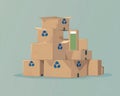 Clean, simple illustration of a stack of boxes ready for recycling, emphasizing sustainability and reuse