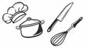 Minimalist Kitchenware Line Art Cooking Utensil Icons, vector design Generative AI Royalty Free Stock Photo