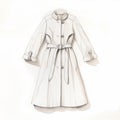 Clean And Simple Trench Coat Sketch With Light White And Silver Tones