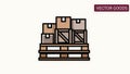 Stacked Cardboard Boxes and Wooden Crates on Pallet Icon Royalty Free Stock Photo