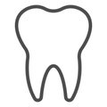 Clean single tooth with root line icon. Teeth care symbol, outline style pictogram on white background. Dentistry sign Royalty Free Stock Photo