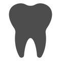 Clean single tooth with root solid icon. Teeth care symbol, glyph style pictogram on white background. Dentistry sign Royalty Free Stock Photo