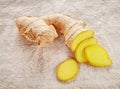 Clean Sliced Ginger on White Cloth