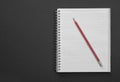 Clean squared copybook with red pencil on black background educa Royalty Free Stock Photo