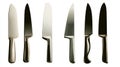 Set of Various Kitchen Knives on White Royalty Free Stock Photo