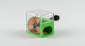 Green Pencil Sharpener Shows Sharpness and Functionality on a White Surface Royalty Free Stock Photo