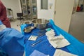 Clean surgery table with instruments Royalty Free Stock Photo