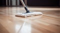 Clean Sweep: Close-up of Floor Being Cleaned with Mop. Generative ai