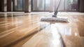 Clean Sweep: Close-up of Floor Being Cleaned with Mop. Generative ai Royalty Free Stock Photo