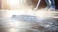 Clean Sweep: Close-up of Floor Being Cleaned with Mop. Generative ai Royalty Free Stock Photo