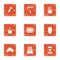 Clean sweep icons set, grunge style Royalty Free Stock Photo