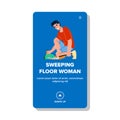 clean sweeping floor woman vector
