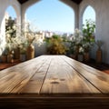 Clean table backdrop with a softly blurred outside view