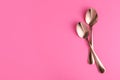 Clean tea spoons and space for text, flat lay Royalty Free Stock Photo