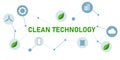 clean technology concept of green tech leaf gear chip smartphone server and cloud eco friendly innovation