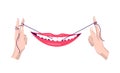 Clean teeth. Dental floss. Use hygiene floss for teeth. Oral health care concept. Mouth and teeth hygiene Royalty Free Stock Photo