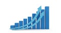Consistent business growth and financial success represented by an ascending bar chart isolated on white background Royalty Free Stock Photo