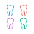Clean tooth line icon set. Teeth linear style sign for mobile concept and web design. Healthy tooth outline vector icon. Dentistry