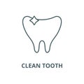 Clean tooth line icon, vector. Clean tooth outline sign, concept symbol, flat illustration