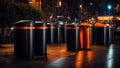 Clean trash cans the night city