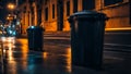Clean trash cans the night city modern design receptacle equipment plastic