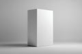Minimalist white rectangular prism box on a seamless gray studio background Royalty Free Stock Photo