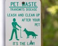 Clean Up Pet Waste Sign Royalty Free Stock Photo