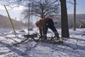 Clean up after the Winter Ice Storm Royalty Free Stock Photo