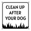 Clean up after your dog, sign. Square sign with text and grass on a white background, isolate. Vector illustration Royalty Free Stock Photo