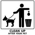 Clean up after your pet vector sign isolated on white background Royalty Free Stock Photo