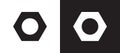 Simple black and white hex nut icon. Screw solid icon car part concept. Royalty Free Stock Photo