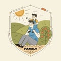 Father and Son Bonding: Family Connection and Protection Vector Royalty Free Stock Photo