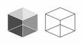 3D Isometric Cube Shapes One Gray Shaded and One Wireframe Line Art Royalty Free Stock Photo