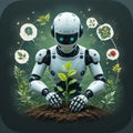 Eco Robot Activities â Vector Icons of Green AI and Sustainability Royalty Free Stock Photo