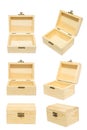 Clean Vintage Closed/Opened Variation Angle Box Wood Crate Chest Royalty Free Stock Photo