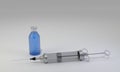 A clean vintage hypodermic syringe on white background. Concept for testing vaccine coronavirus. 3D Rendering