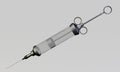 A clean vintage hypodermic syringe on white background. Concept for testing vaccine coronavirus. 3D Rendering