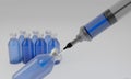 A clean vintage hypodermic syringe on white background. Concept for testing vaccine coronavirus. 3D Rendering