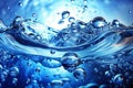 Clean water and water bubbles in blue Royalty Free Stock Photo