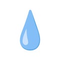 Clean water drop falling. Blue clear raindrop, rain symbol. Wet aqua blob, bubble element dripping down. Waterdrop, pure