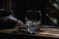 Clean water glass on table. Generate Ai Royalty Free Stock Photo