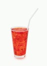 Clean water orange light nectar in a glass ice white drinking straw to prepare for drink. Royalty Free Stock Photo