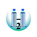 Clean water two bottles. H2O logo illustration Royalty Free Stock Photo
