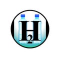 Clean water two bottles. H2O logo illustration Royalty Free Stock Photo