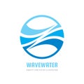 Clean water waves logo template concept illustration. Abstract vector sign in blue colors. Design element. Royalty Free Stock Photo