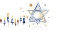 Clean Watercolor Hanukkah Greeting Illustration on White Background .