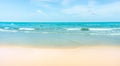 Clean white beach golden brown sand and blue sea under clear blue sky in a sunny day Royalty Free Stock Photo