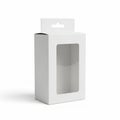 White cardboard box with a clear window and hanging tab on a white background packaging Royalty Free Stock Photo